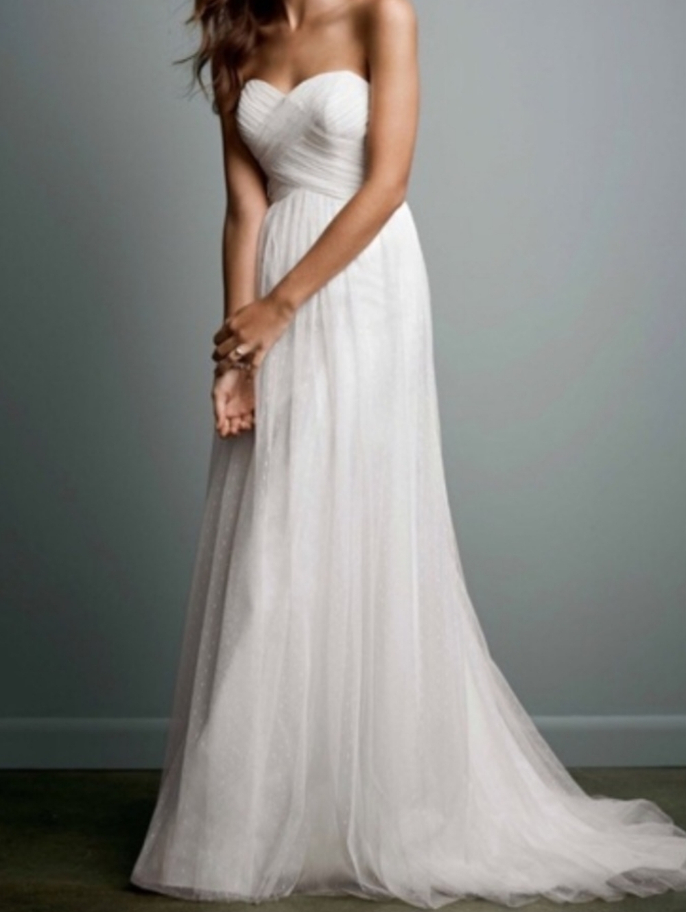 Galina White Strapless A-Line Wedding Dress